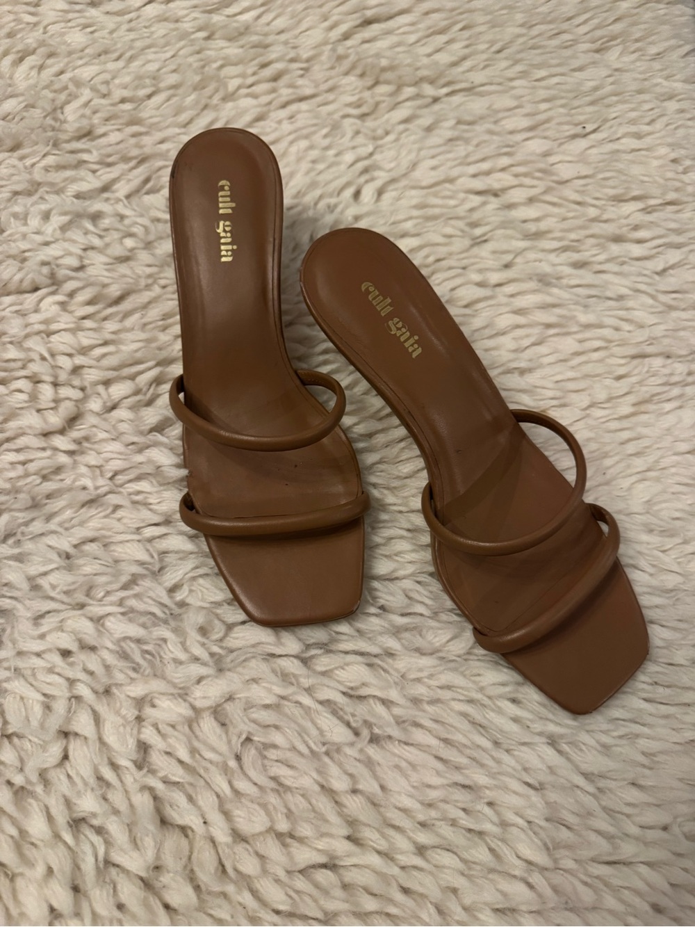 Cult Gaia nude Minimalist Strappy Kitten Heel Sandal Sz 7.5 - Picture 3 of 5